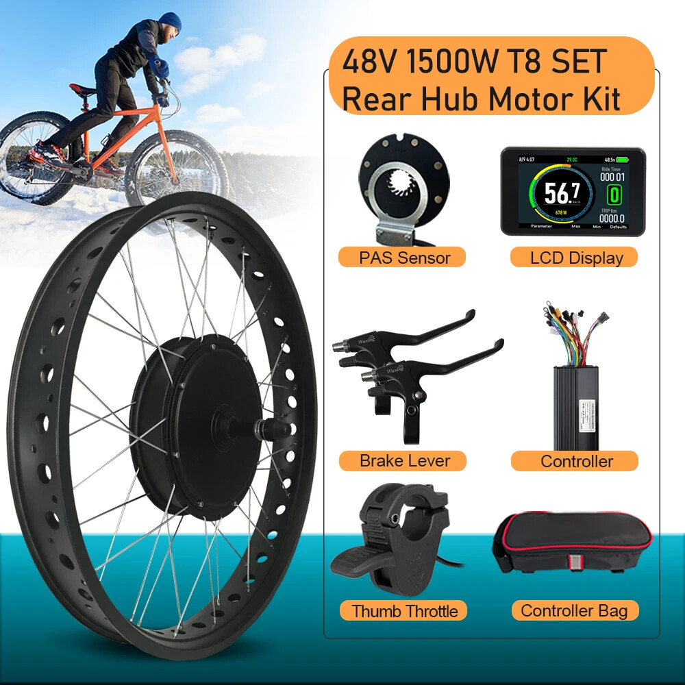 48V 1500W 20 24 26in Snow E-bicycle Fat Brushless Gearless Rear Rotate Hub Motor