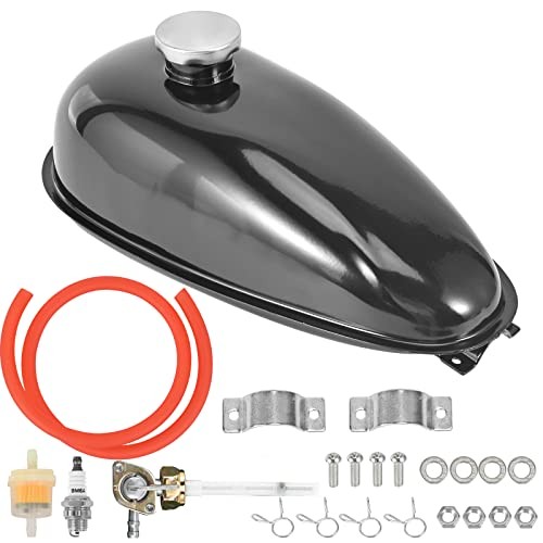 Upgrade Metal Fuel Gas Tank with Petcock Cap for 49cc 50cc 4L (1.06 Gallons)
