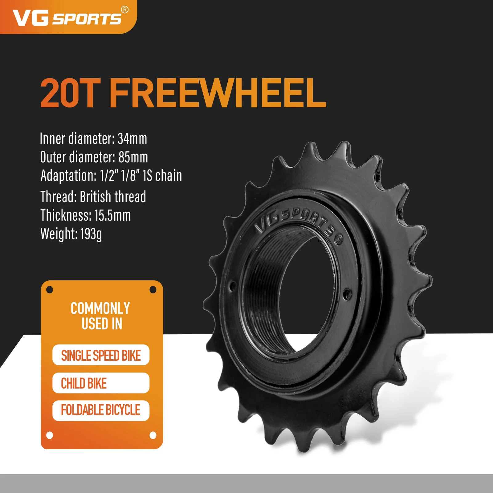 Single Speed Bicycle Freewheel 16T-24T BMX 34mm Cog Gear Sprocket Parts