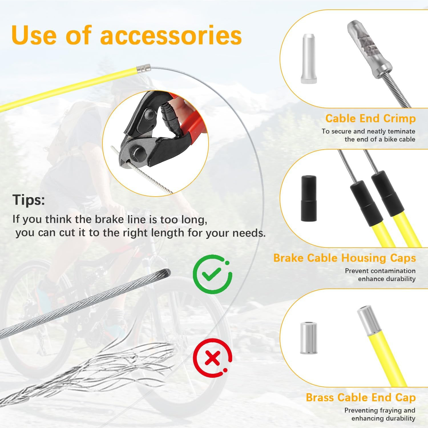 BMX Bike Gyro Brake Cables Front+Rear (Upper+Lower) with Spinner Rotor Complete