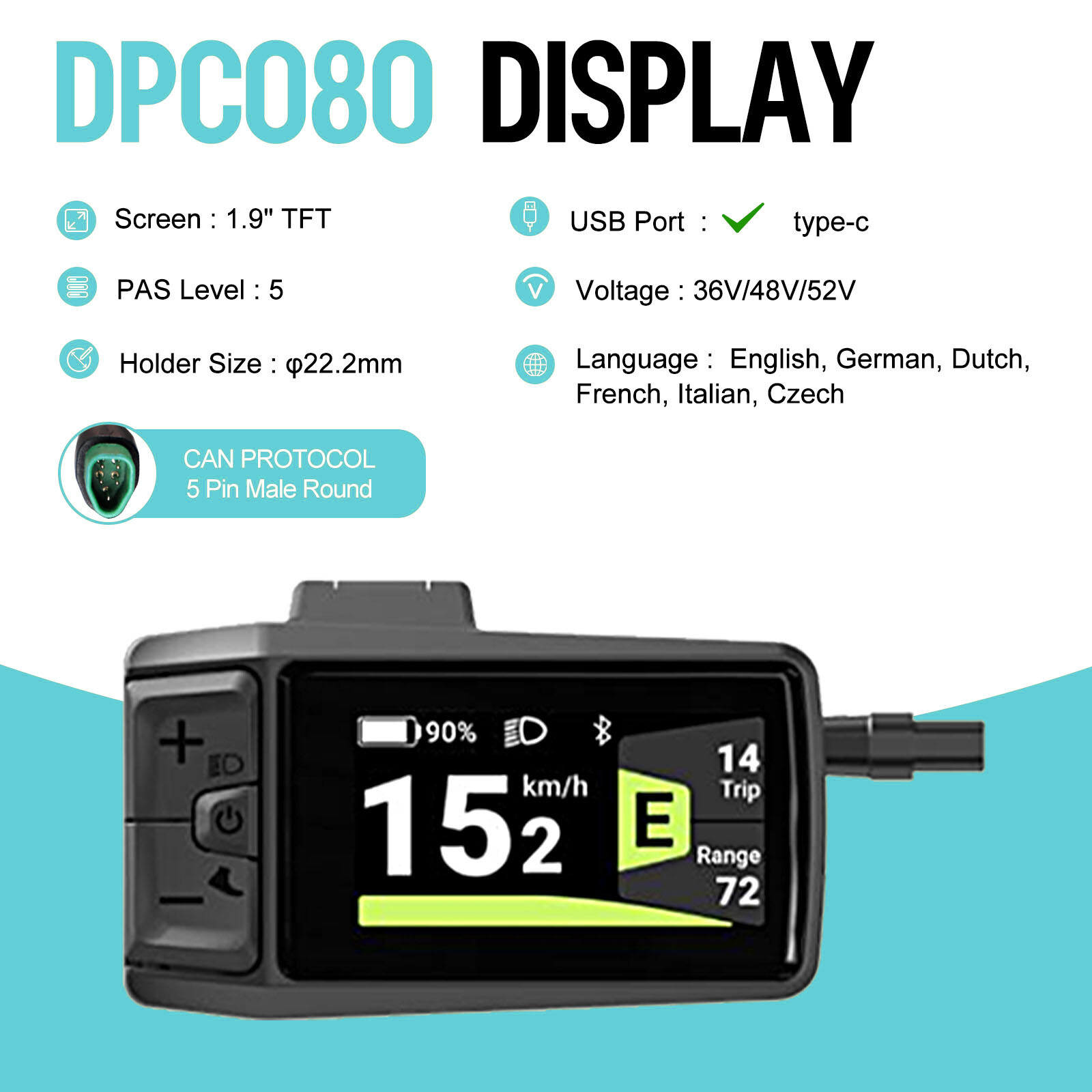 Bafang E-bike Display EKD01 DPC080 VD03 For BBS01/BB02/BBSHD Motor CAN Protocol