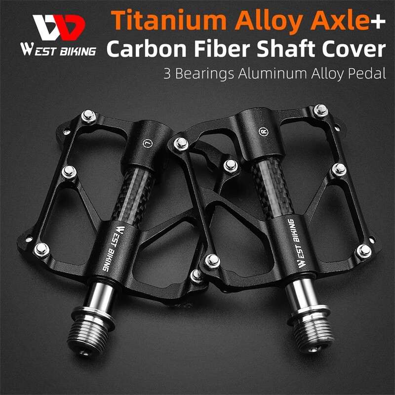 WEST BIKING Aluminum Bike Pedals 3 Bearings Steel Titanuim Axle Bicycle Pedals