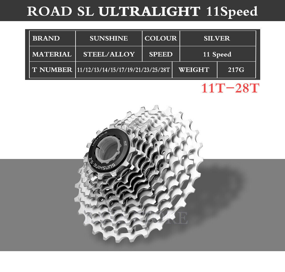 SUNSHINE Ultralight 11 Speed Road Bike Cassette 11-28T/32T/34T/36T 11V Freewheel