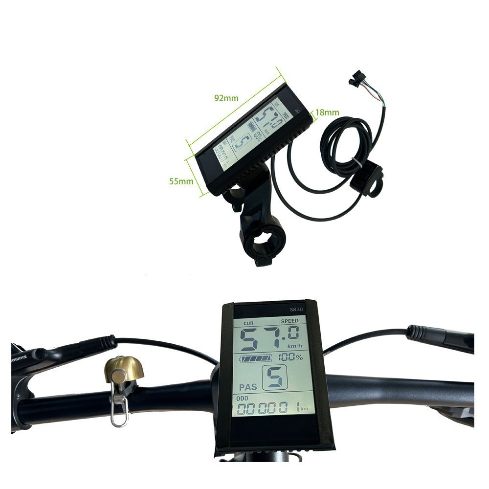 EBike 24V 36V 48V E-Bike S830 LCD Display Screen Control Meter Panel SM Plug.