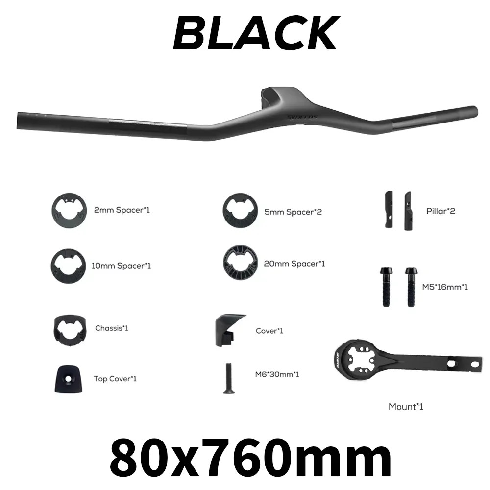 Carbon Fiber Integrated XC Mountain Bike Handlebar -40 Degree Flat T-Bar