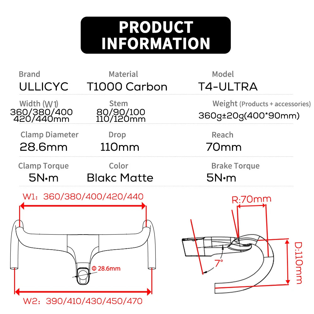 Road Bike Carbon Fiber Integrated Handlebar Cockpit for 360mm with Mount Spacers