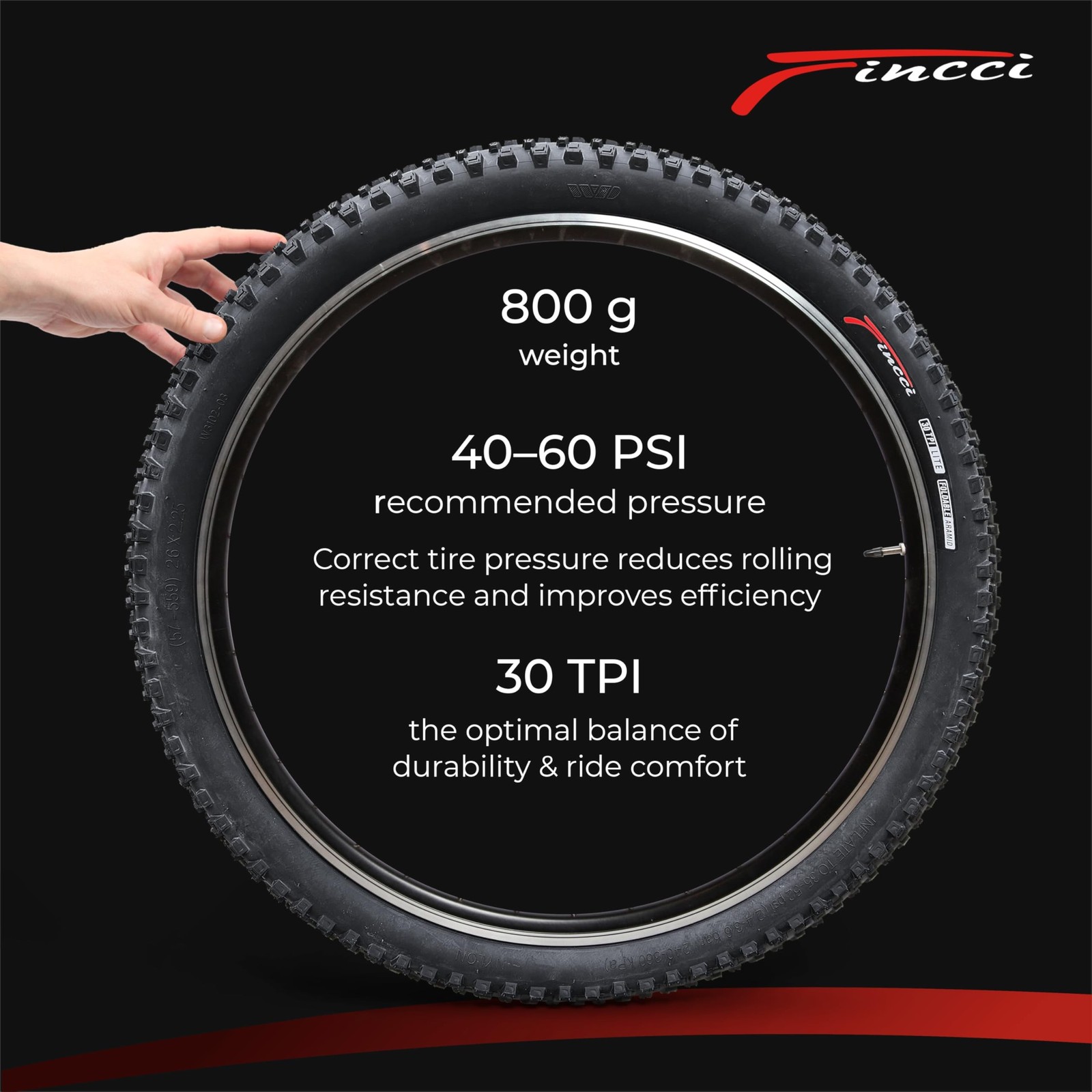 Fincci Encamp Bike Tire 26 x 2.25, Mountain Bike Tire Foldable 57-559 for Roa…