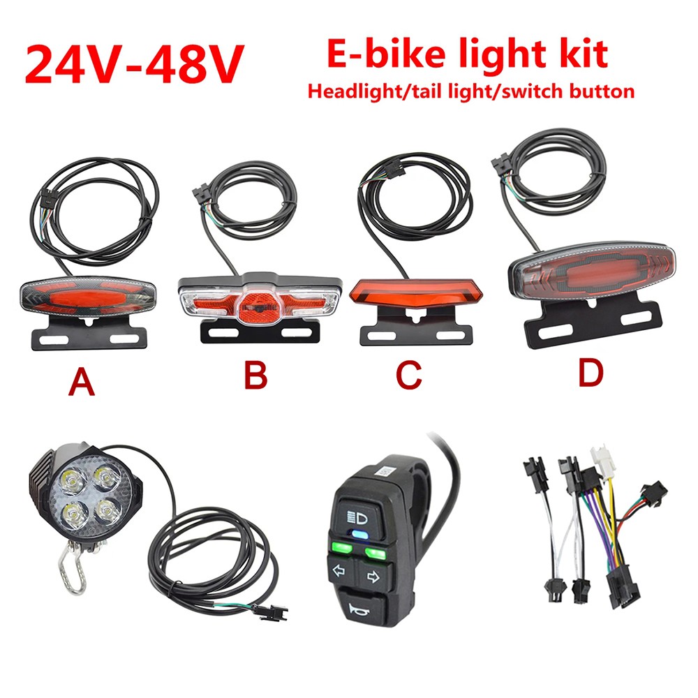 Electric Bike 24V-48V Headlight Tail Light Set with Horn Turn Signal Switch
