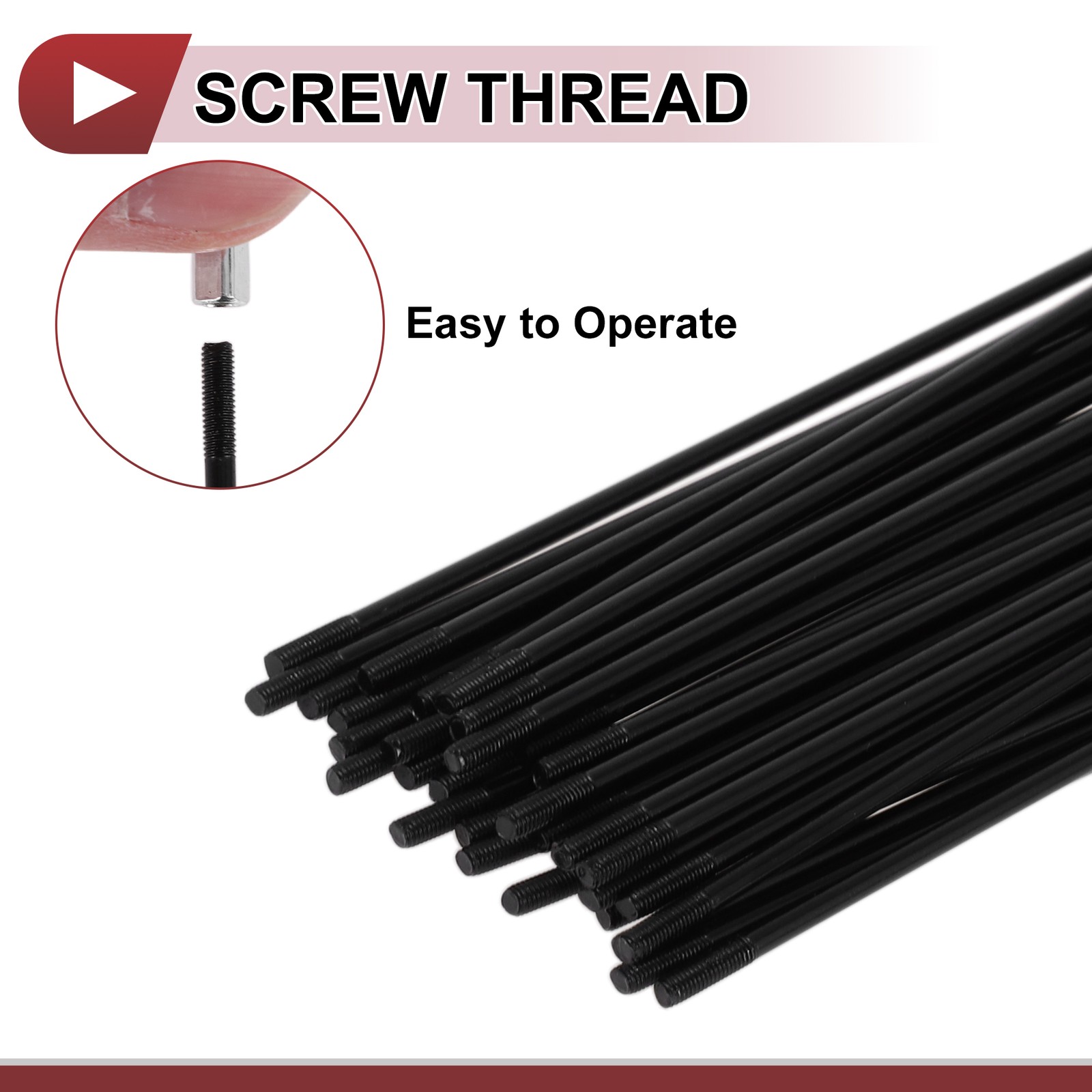 36 Set 12G Bicycle Spokes 159mm Bike Wheel Spokes 45 Steel Black