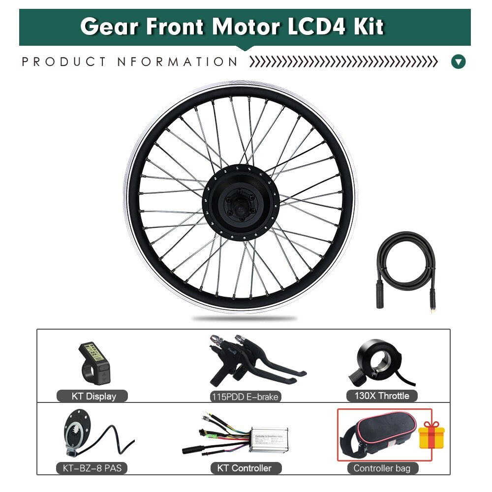250W 350W 500W Electric Bike Brushless Gear Front Motor Wheel Conversion Kit
