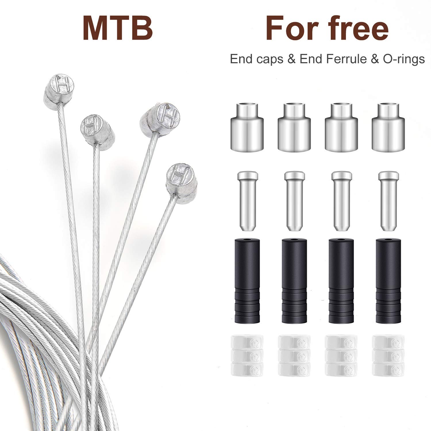 4PCS Premium Bike Brake Cable Set,Universal as the picture shows, Silver