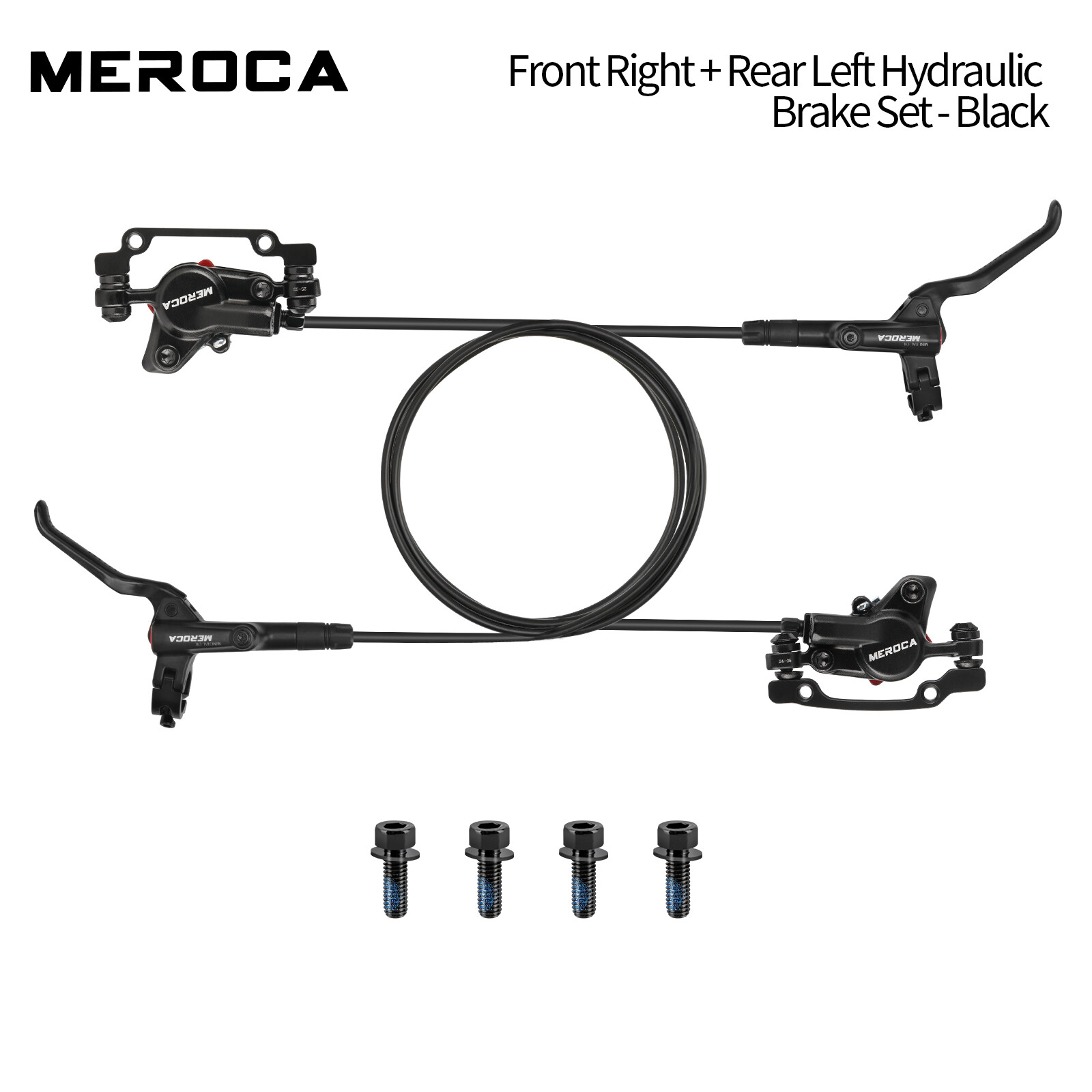 2pcs MTB Bike Hydraulic Disc Brake 2-Piston Front/Rear 800/1400mm +160mm Rotor