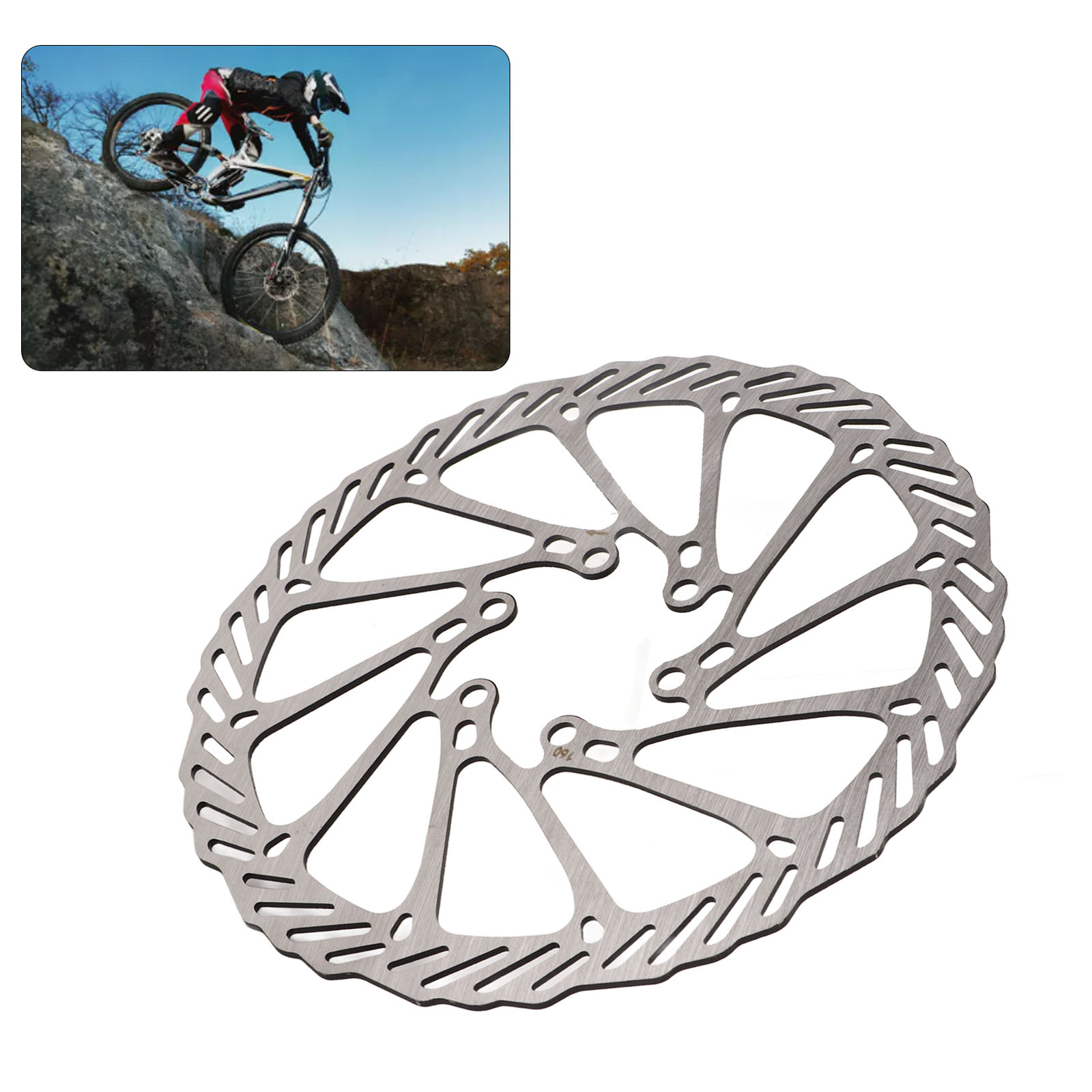 (160mm/6.3in)2 Pcs Bike Disc Brake Rotors Lightweight Fast Heat Dissipation