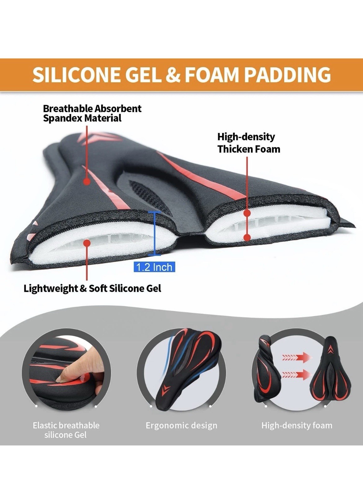 NEW! Bike Seat Cover, Gel Padded Bike Seat Cushion, Bicycle Saddle Pad