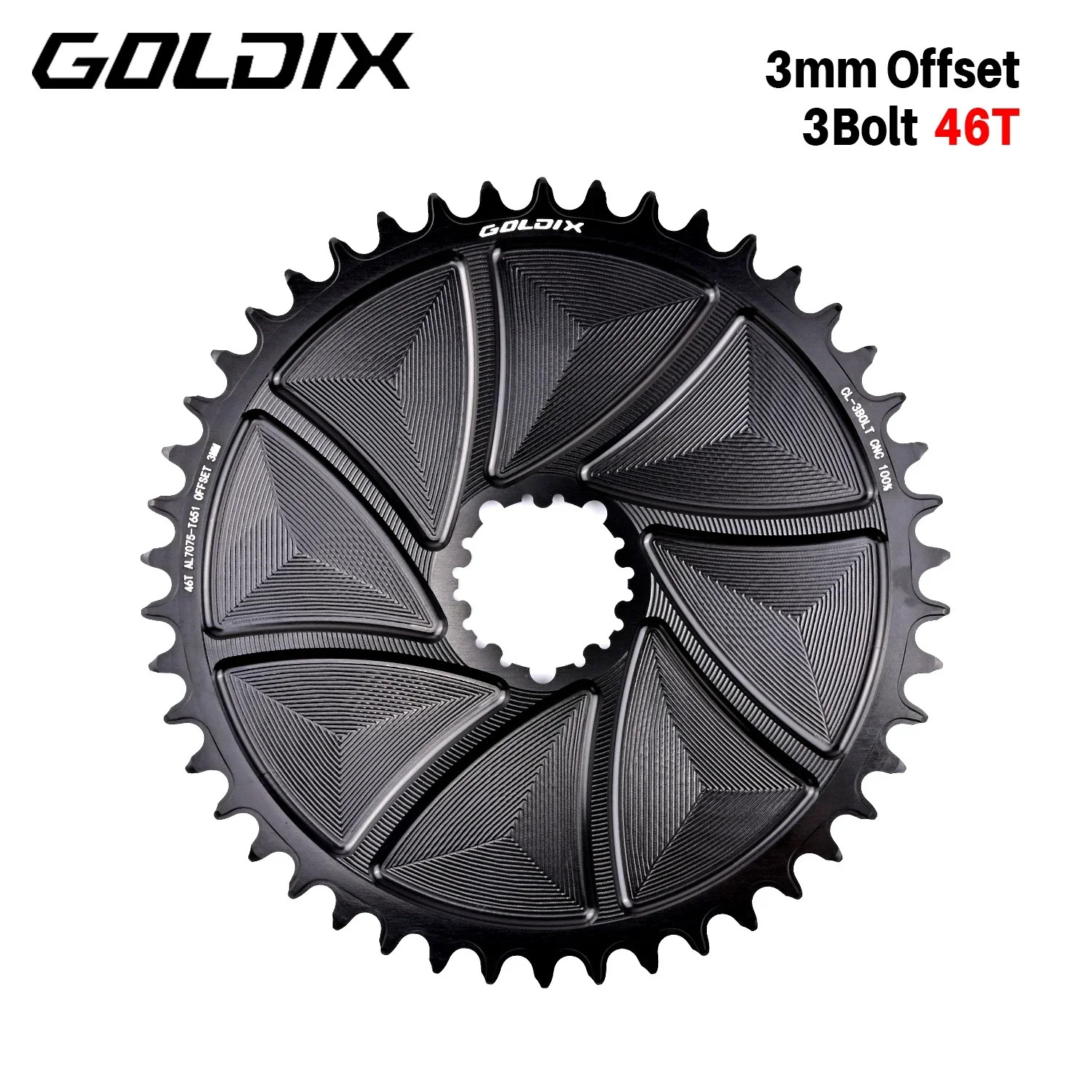 3mm Offset 3-Bolt AERO Wide Narrow Teeth Chainring for MTB Road Bicycle Crankset