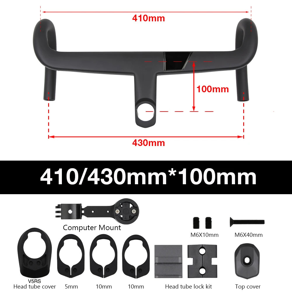 Aero Integrated Carbon Road Bicycle Handlebar 370mm-430mm for V5rs/V4rs/C68