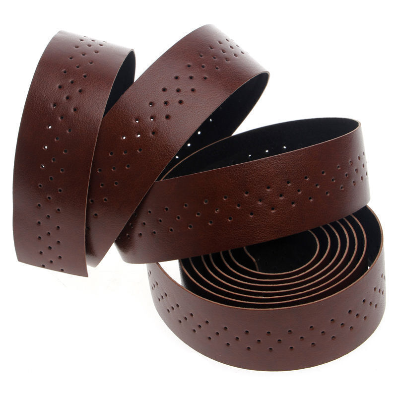 2PCS Breathable Leather Road Bike Handlebar Grip Bar Bicycle Belt Wrap Tape i