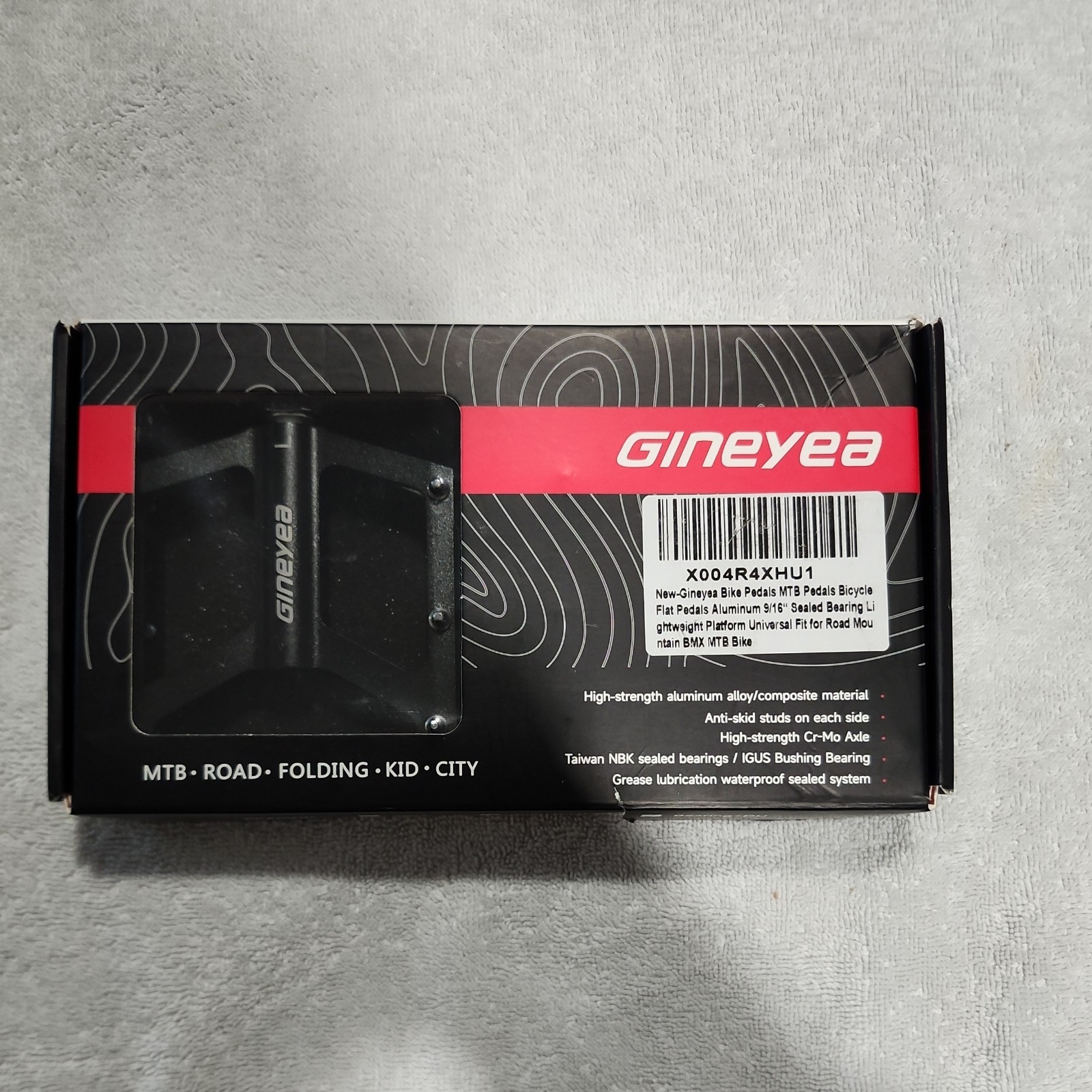 Gineyea Bike Pedals Universal Fit Bicycle Pedals Aluminum 9/16 Sealed Bearing