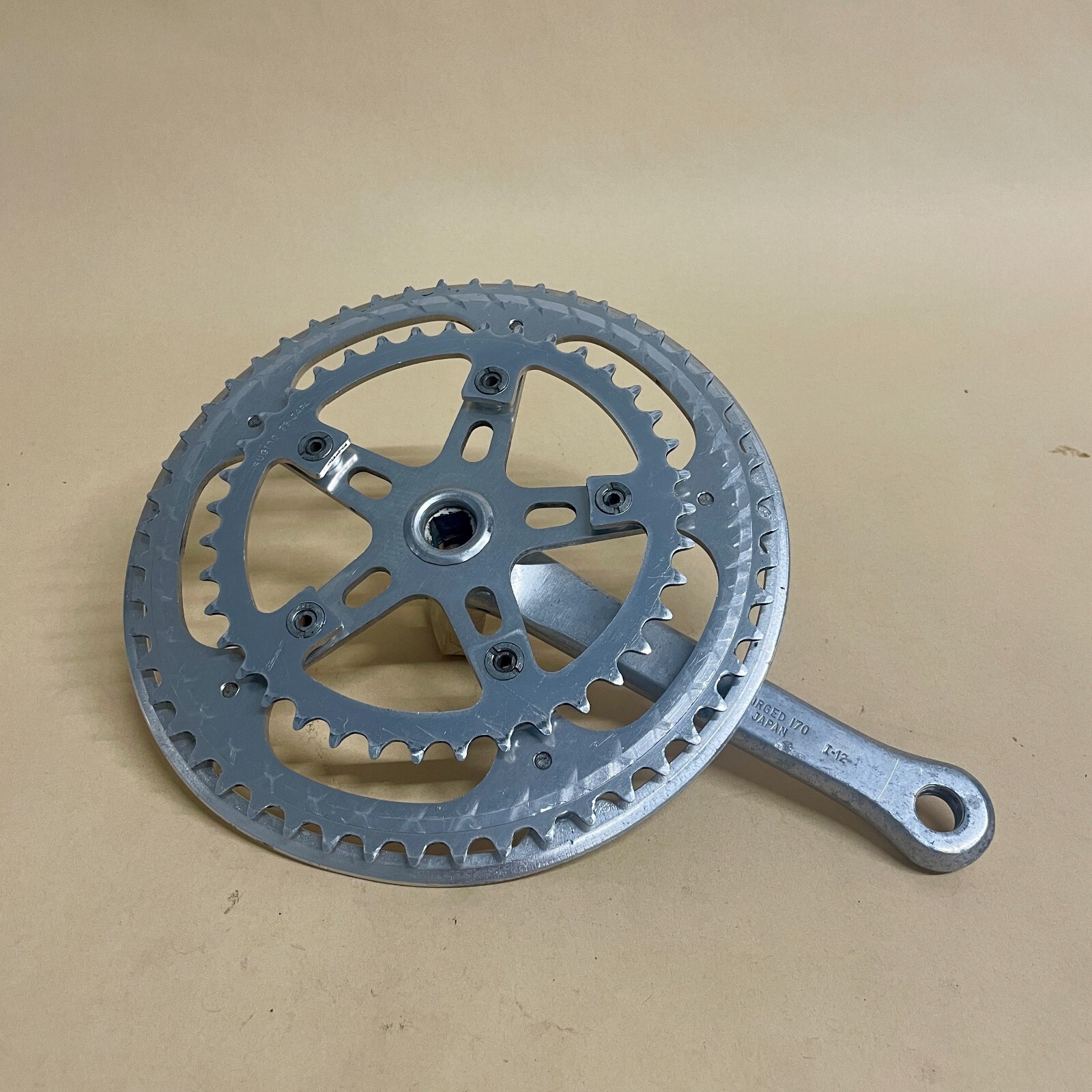 Vintage Sugino Super Maxy 170mm Crankset, 52/39T w/ Chainguard, 110BCD