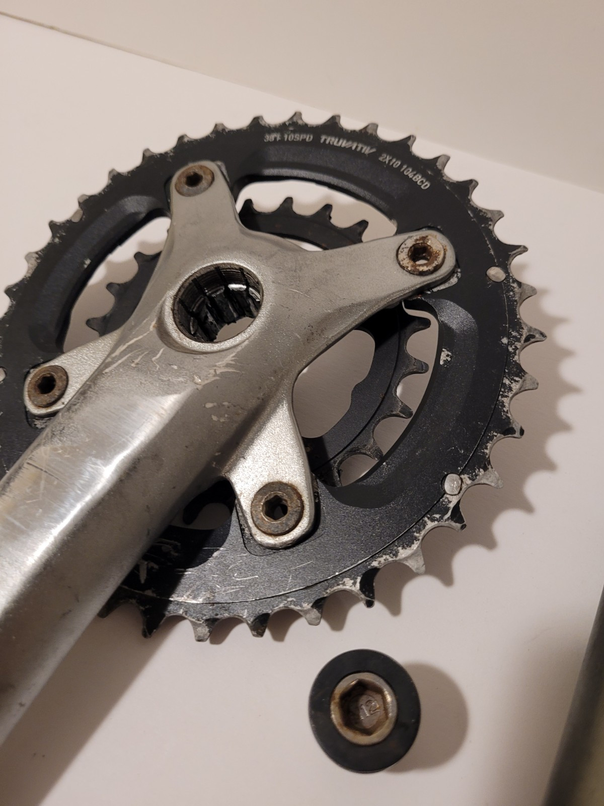Andel TSM1 175mm 2×10 Silver Aluminum Double Crankset ISIS (FAT BIKE)