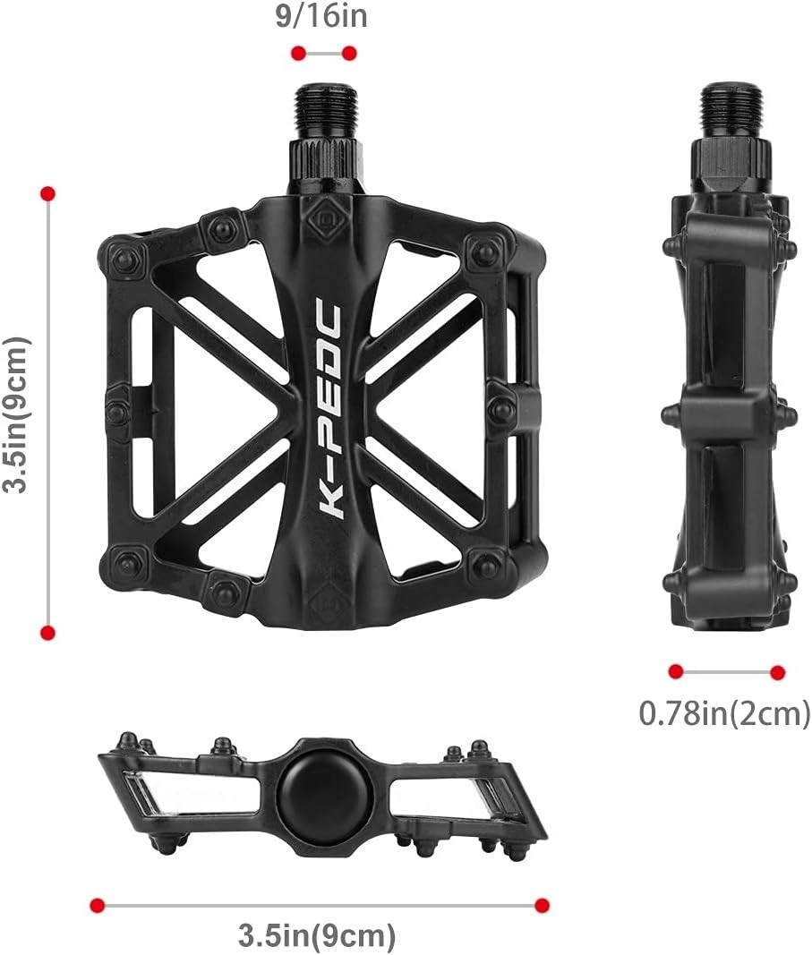 Bike Pedals 9/16 for MTB, Mountain Road Bicycle Flat Pedal, with 16 Anti-Skid…