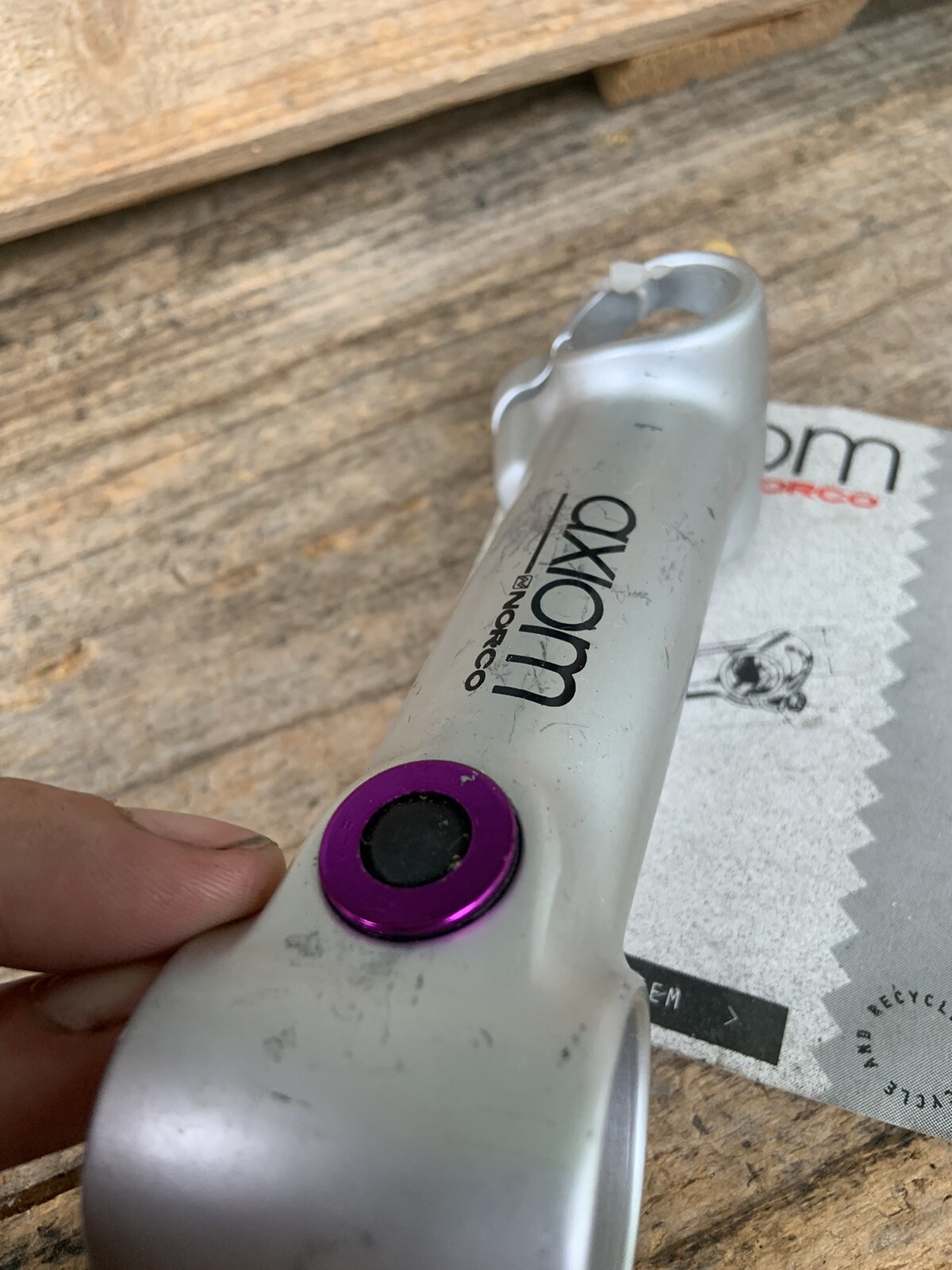 NOS 115mm Norco Axiom Alloy Silver N Purple Threadless MTB Stem- 25.4 Bar 1 1/8