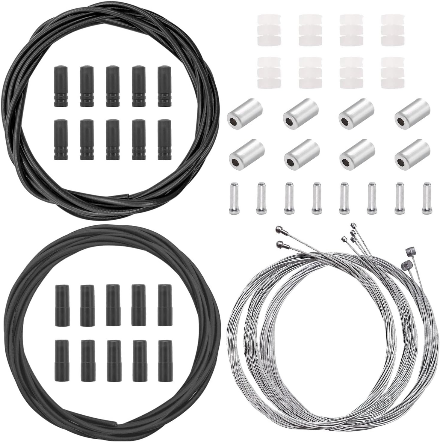 Mannk Universal Bicycle Cable Kit – Shift & Brake Cable Housing with End Caps &
