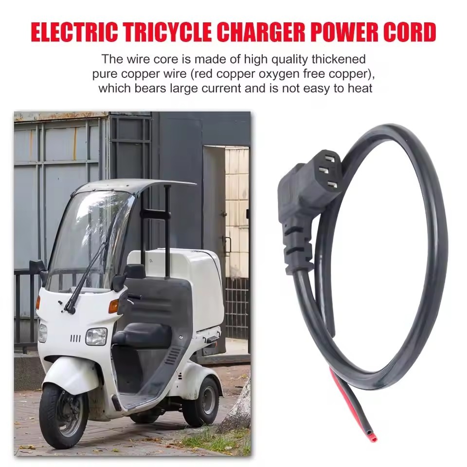 Electric Bike Battery Charging Socket Male / Female plug Battery Charger cable