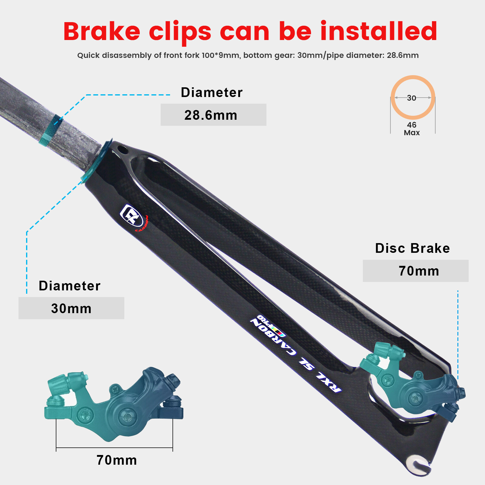 1-1/8“ Disc Brake Road Bike Fork 3K/UD Matte 700C Carbon Fiber Bicycle Forks