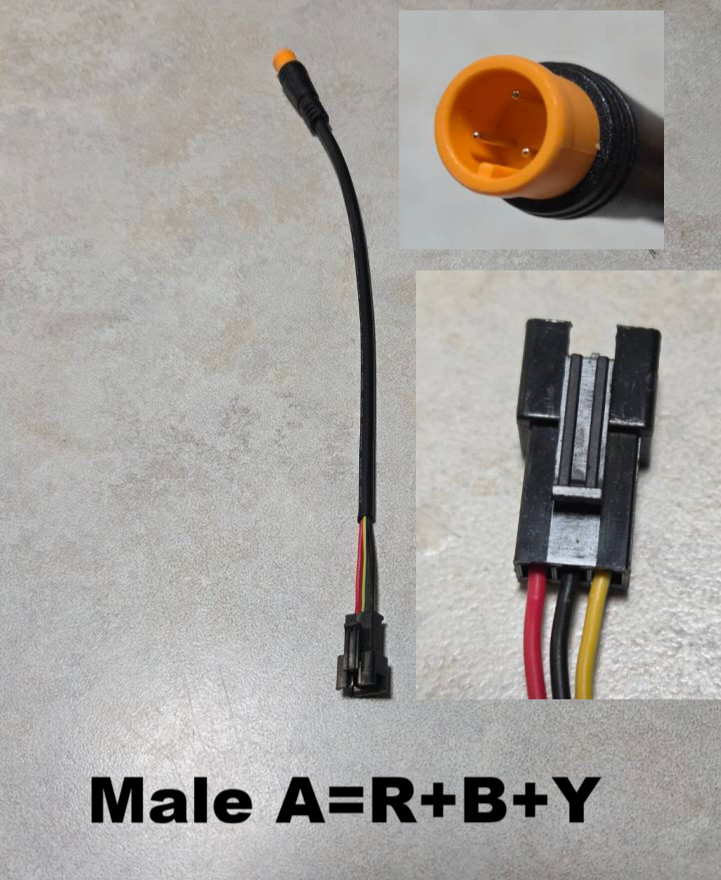M8 3p WP male plug to JST 3pin adaptor for E bike throttle / light / PAS in USA