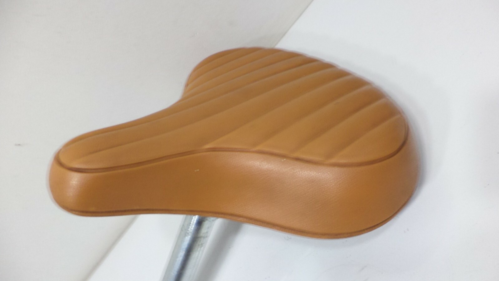 Vintage Troxel Saddle Bicycle Seat Bike Post Clamp Used Brown Beige Mens Vinyl