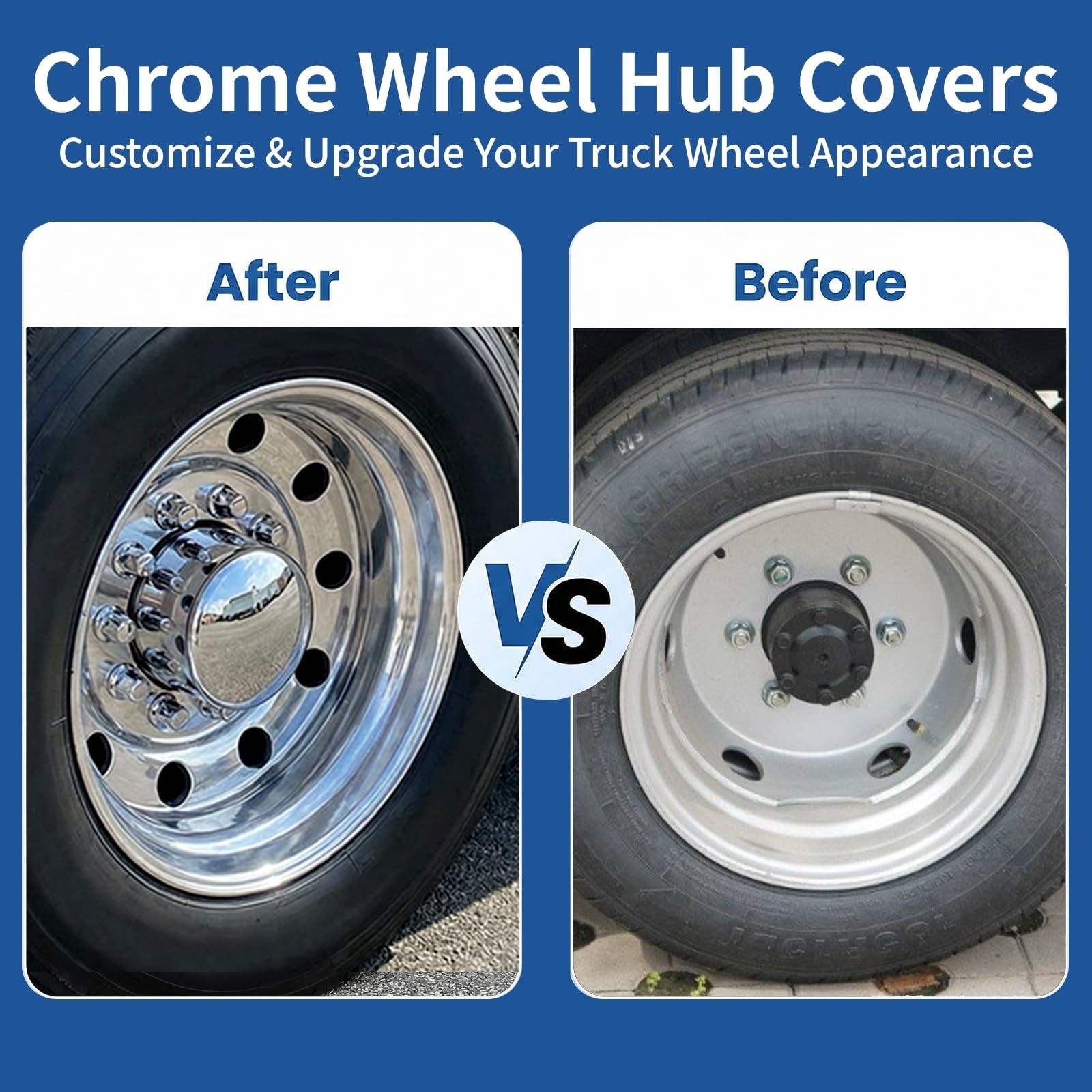 High Soar Chrome Rear Hub Covers Set ABS with 33mm Thread-on Frustum Lug Nut …