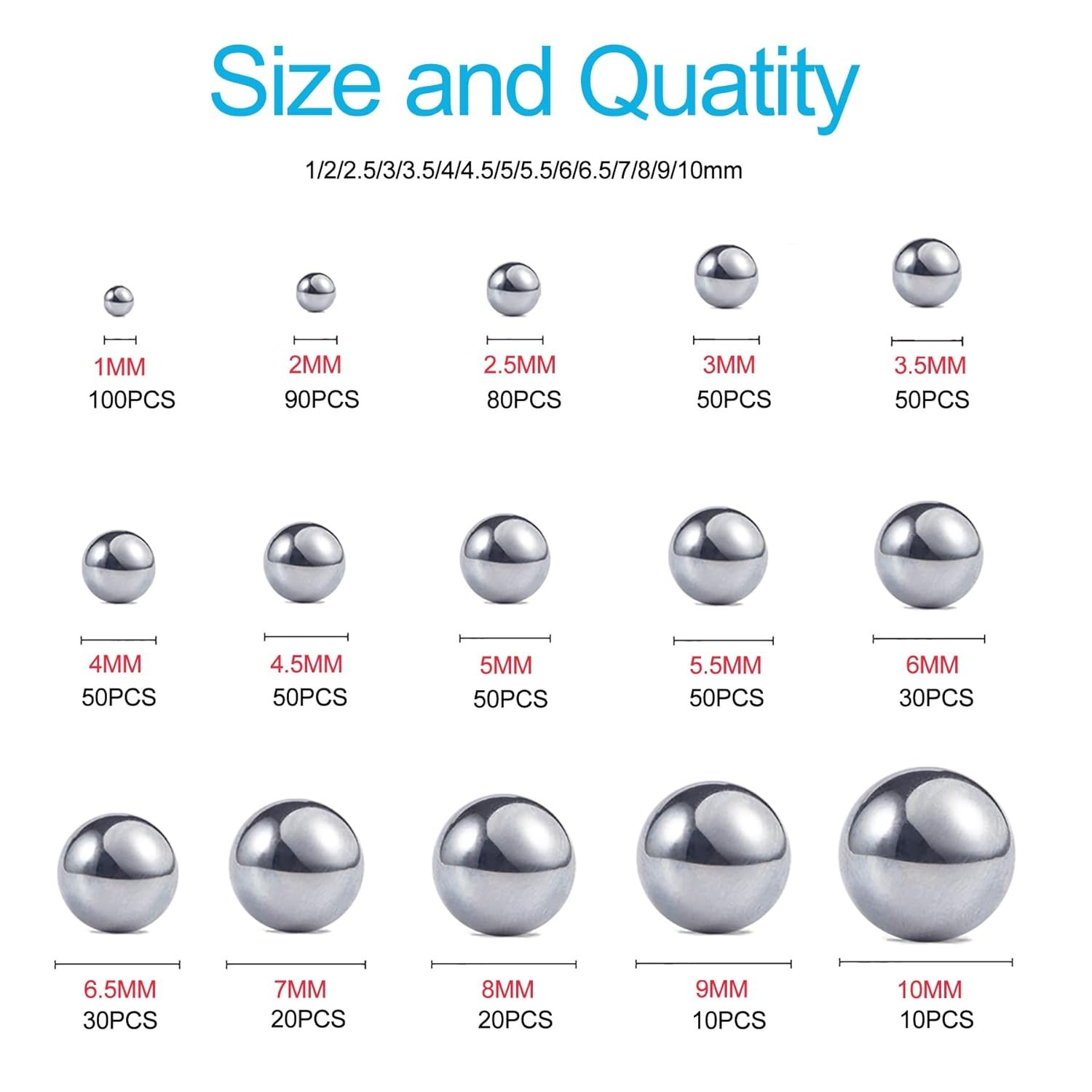 690Pc Steel Bearing Balls Assortment Kit 15 Sizes 304 Stainless Bicycle