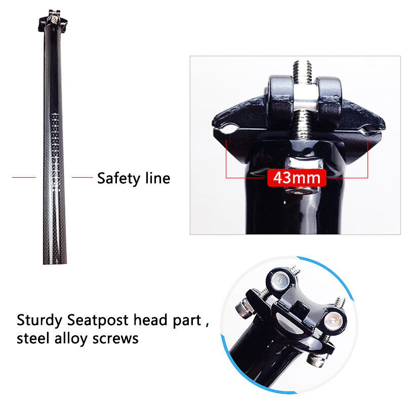 27.2/30.8/31.6mm Carbon Fiber Seat Post MTB Road Bike 350/400mm Seatpost Tube