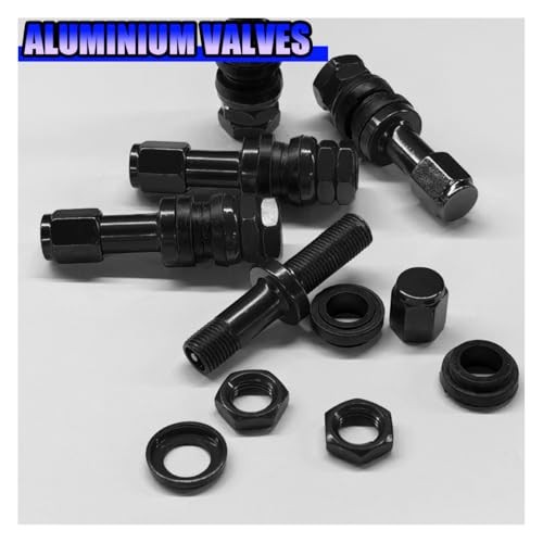 TR43E Metal Clamp-in Tire Valve Stems, Tubeless Aluminum Alloy Car Tire Black