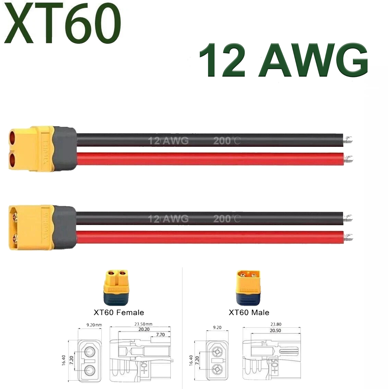 XT60 Plugs Solar Panel to Portable Power Station Ebike Battery Charging Cable