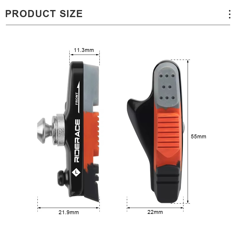 Bike Brake Shoes with Mud Trough – Aluminum Alloy Rim Friction Pads, Replaceable