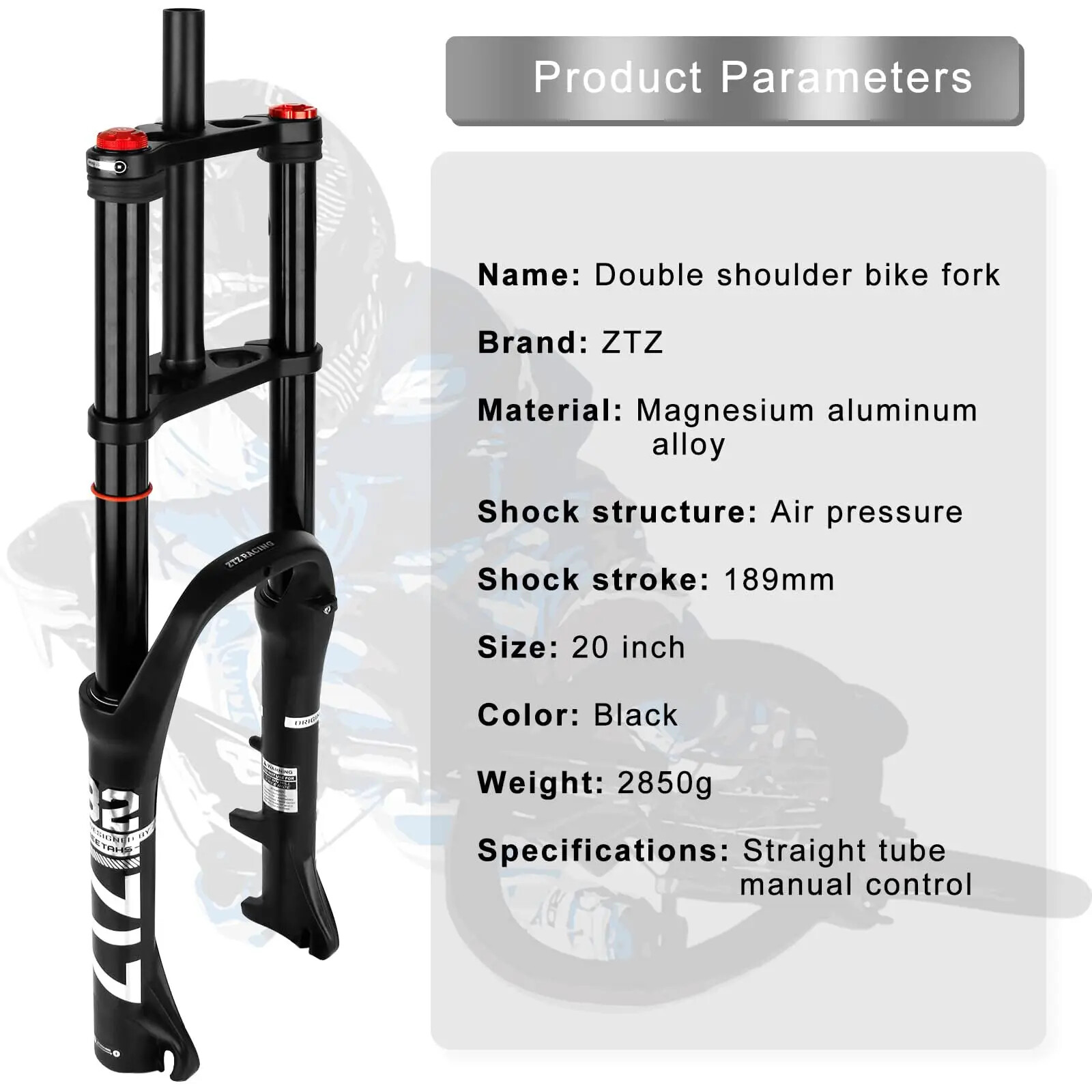 26″/20″*4.0 MTB/AM Bike Air Double Shoulder Rappelling Shock Absorber Fork