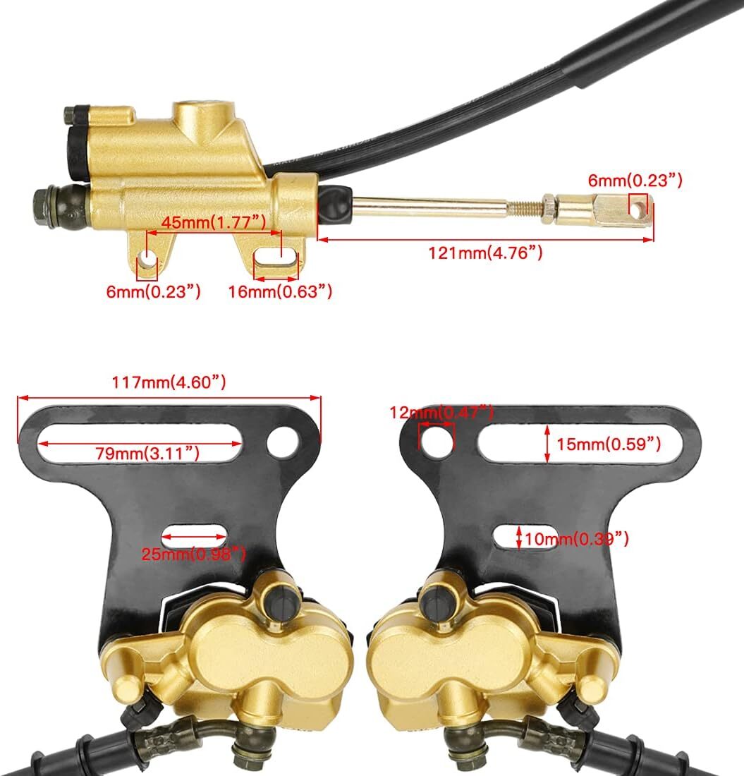 12mm Rear Disc Hydraulic Brake Master Cylinder Caliper Assembly Pad for 70cc …