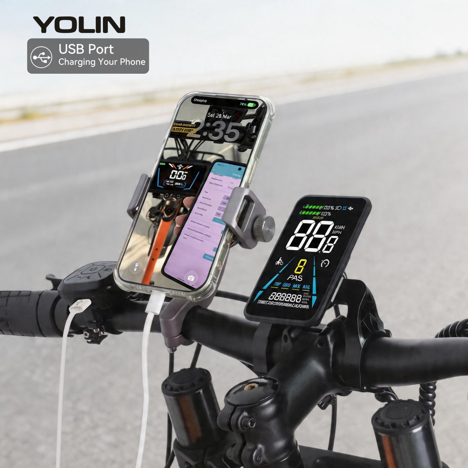 Yolin 3.5″ Color VA Full Screen Ebike LCD Display 36V/48V/52V UART CAN Protocol