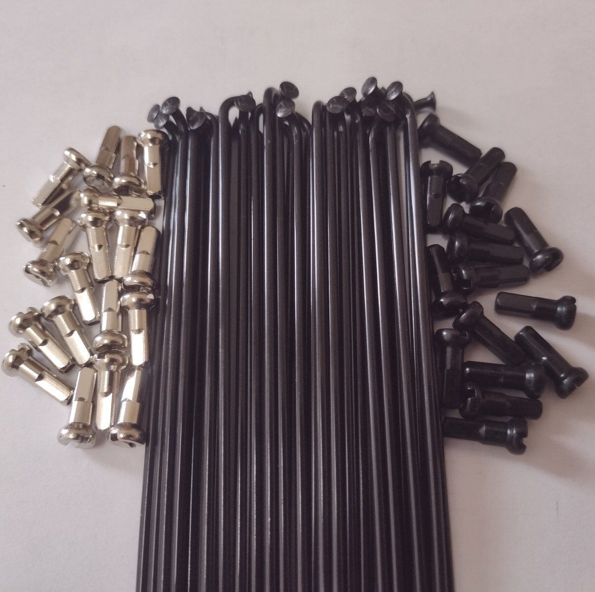 BLACK J-Bend 15g (1.8mm) custom length Stainless Bicycle spokes w/ Brass nipples