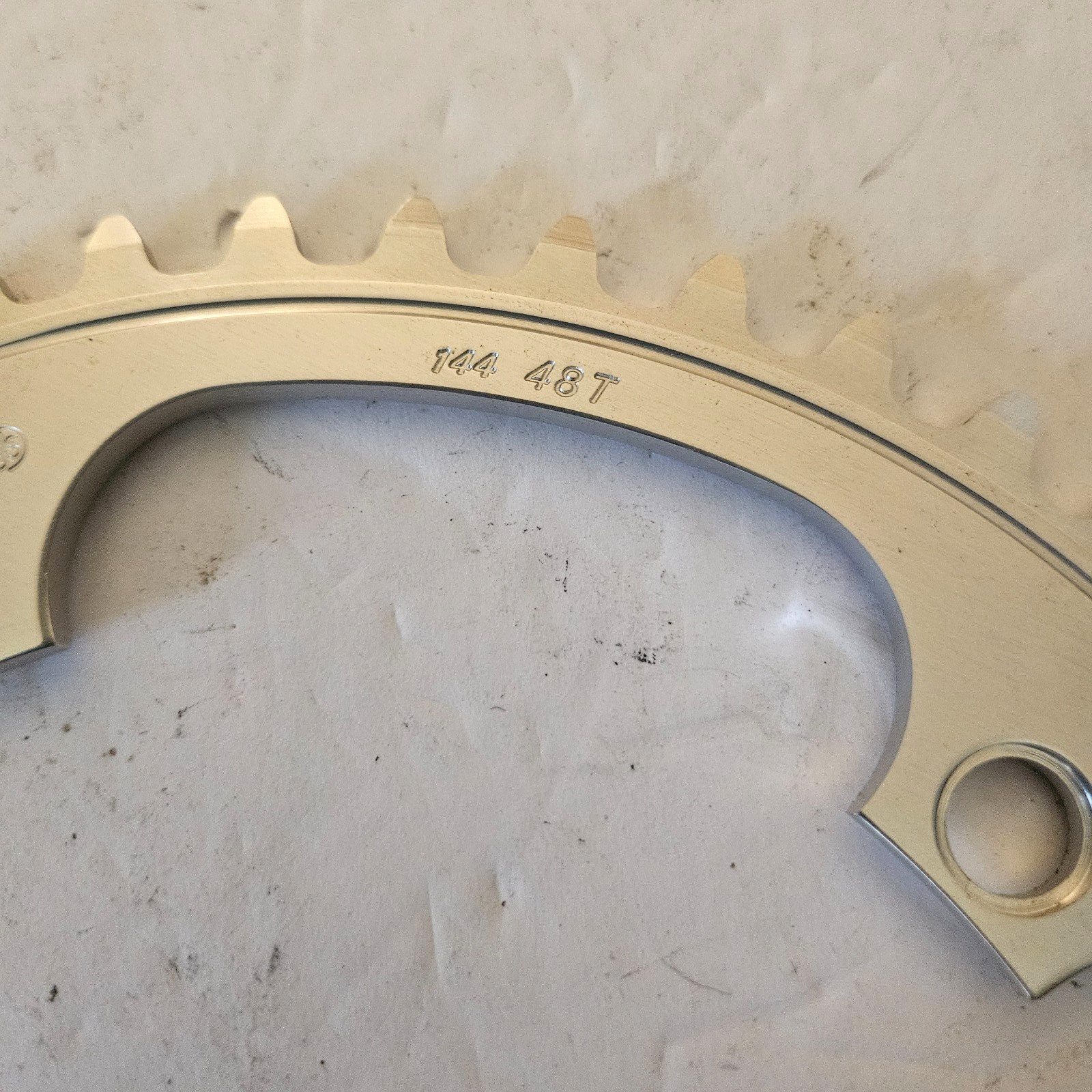 NOS Sugino 75 Track Chainring 144BCD, 48t, 1/8″, Silver