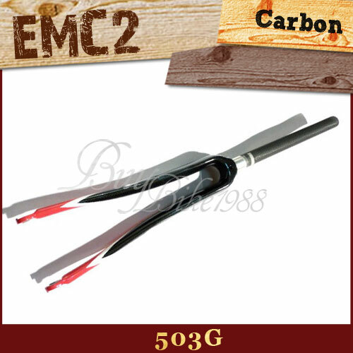 EMC2 3K CARBON FORK AXLE TO RACE:365MM 370MM RED & BLACK ROAD USE 700C 1 1/8″