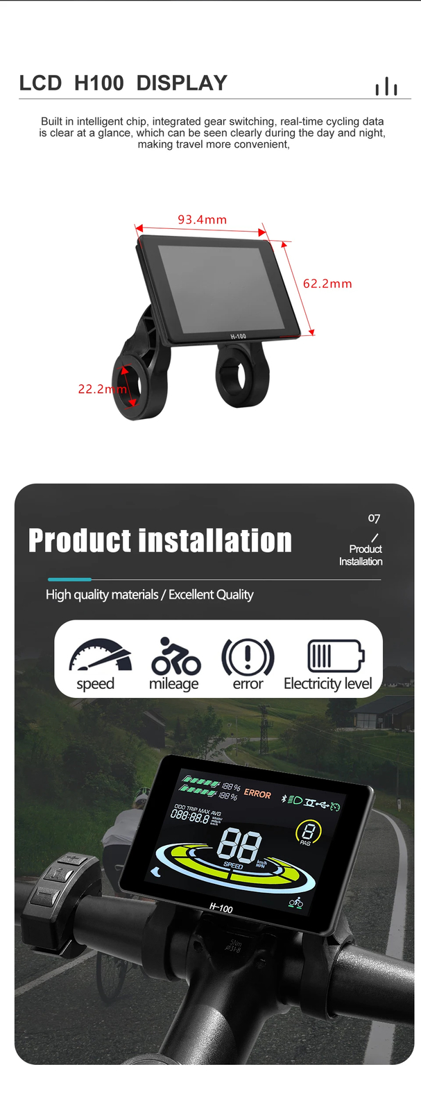 Ebike 3 Mode Sine Wave Controlle 17A 26A 30A 40A with Color S-100/H-100 Display