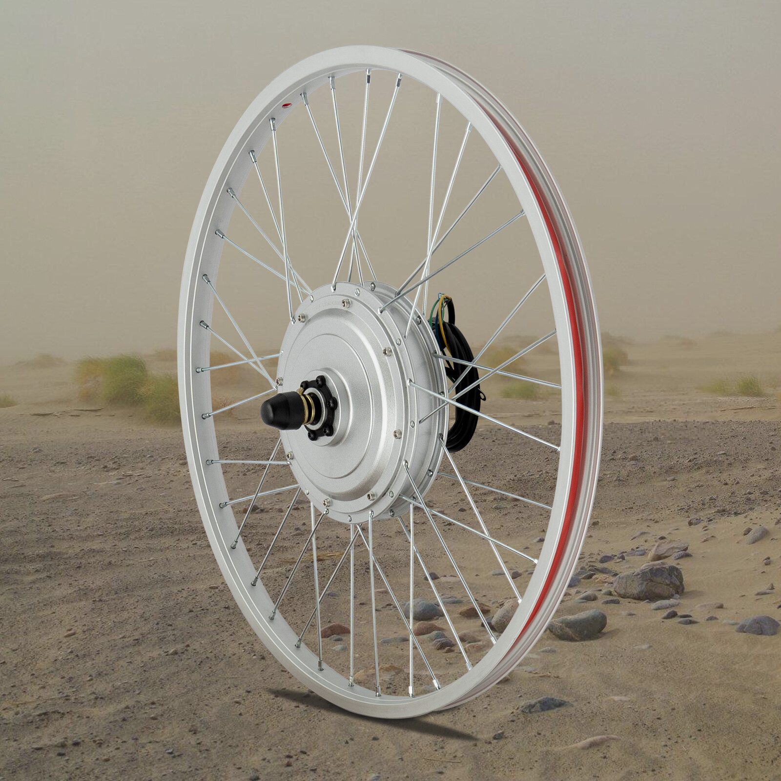 Modern 750W E-bike Conversion Kit Silver 24″ Front Wheel w/ Brushless Hub Motor