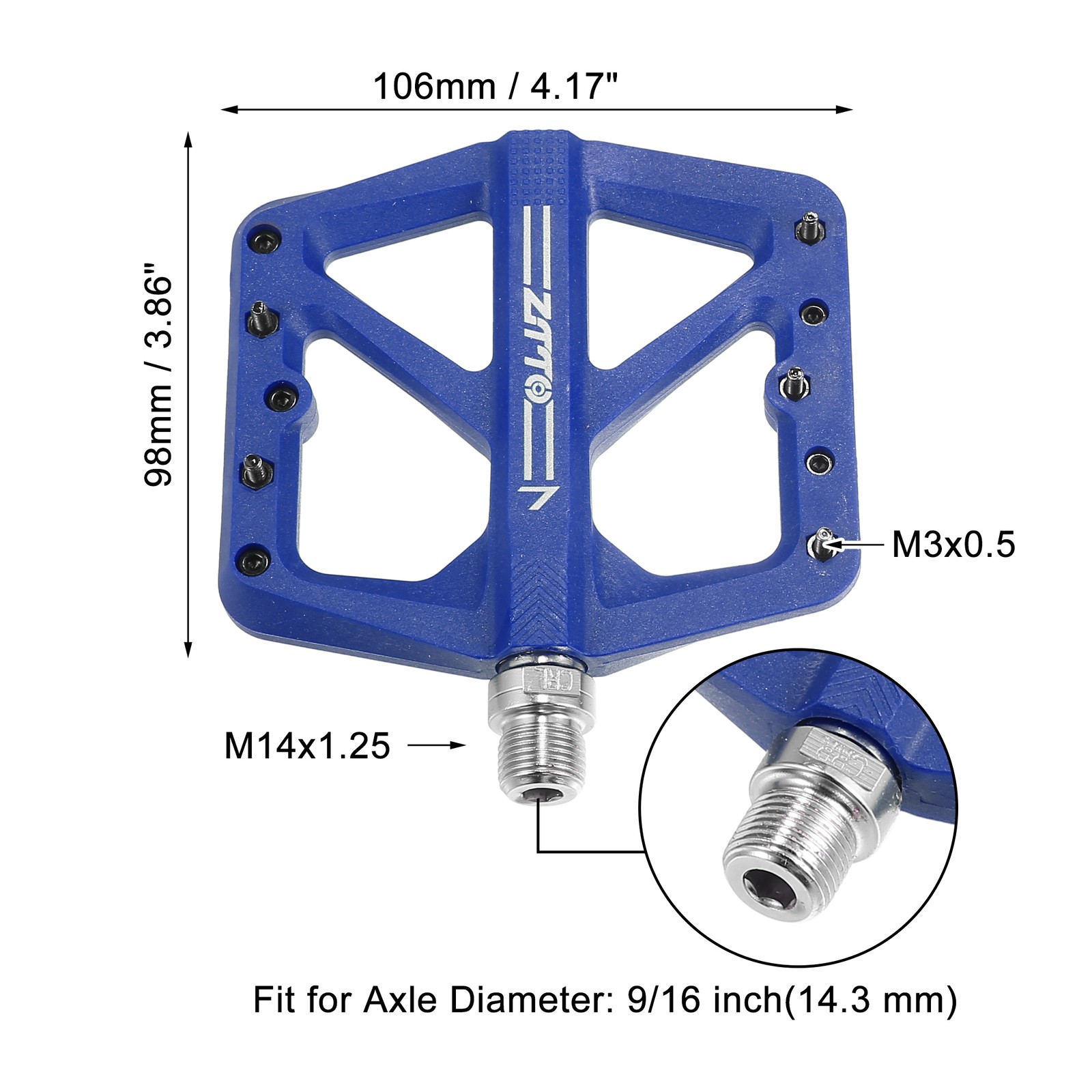 1 Pair Nylon MTB Bike Rear Foot Peg Pedal Blue Fit 9/16 Inch Axle BMX MTB Bike
