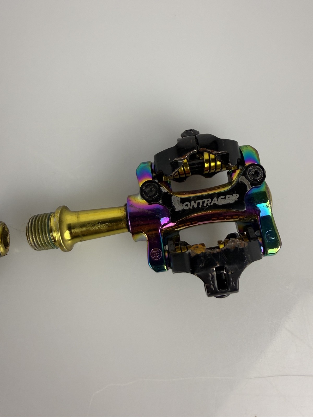 BONTRAGER COMP Oil Slick MTB SPD Pedals. Good Condition. Rainbow colors.