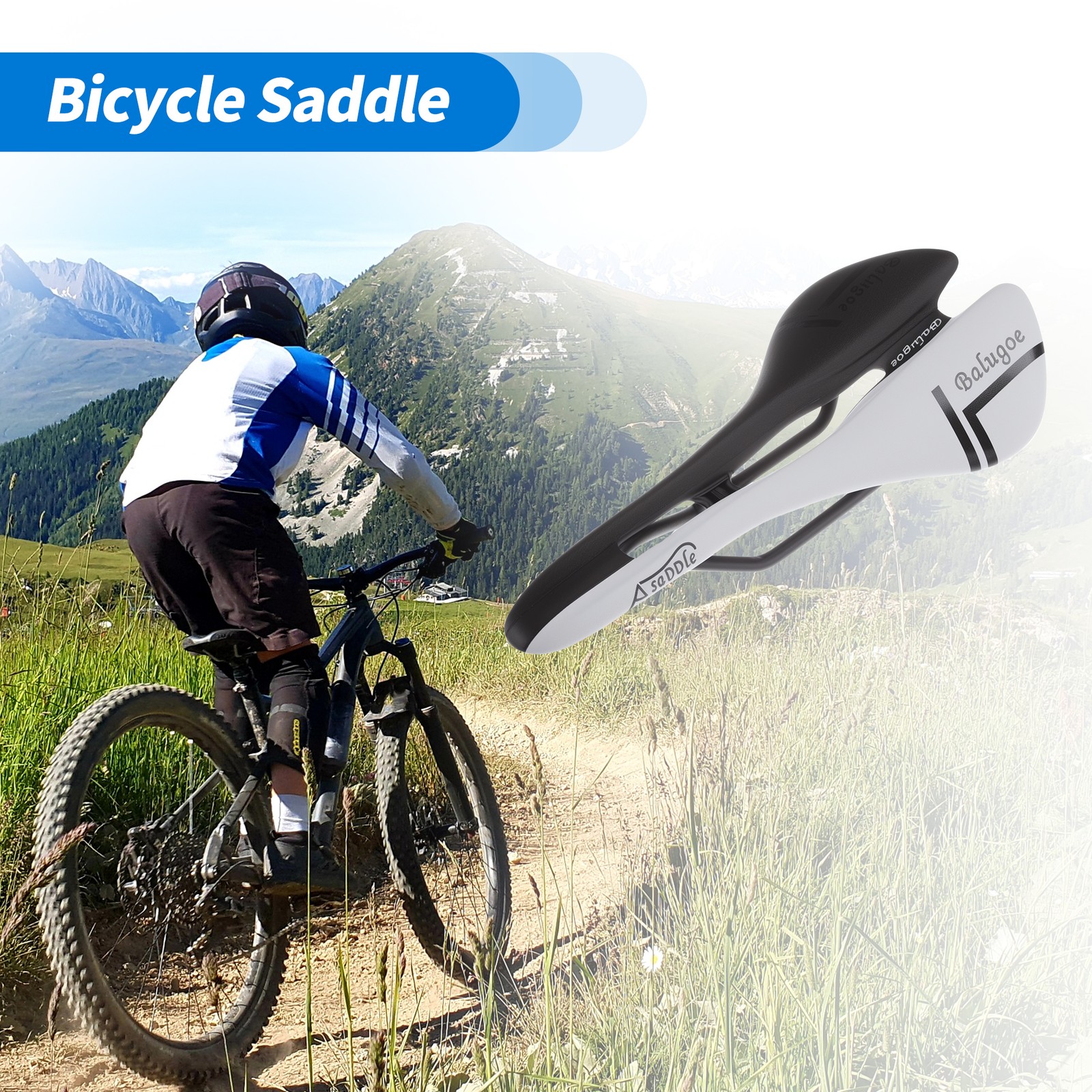 Bike Seat Cushion for Men Women EV Nylon Fiber Waterproof Saddle (Black & White)