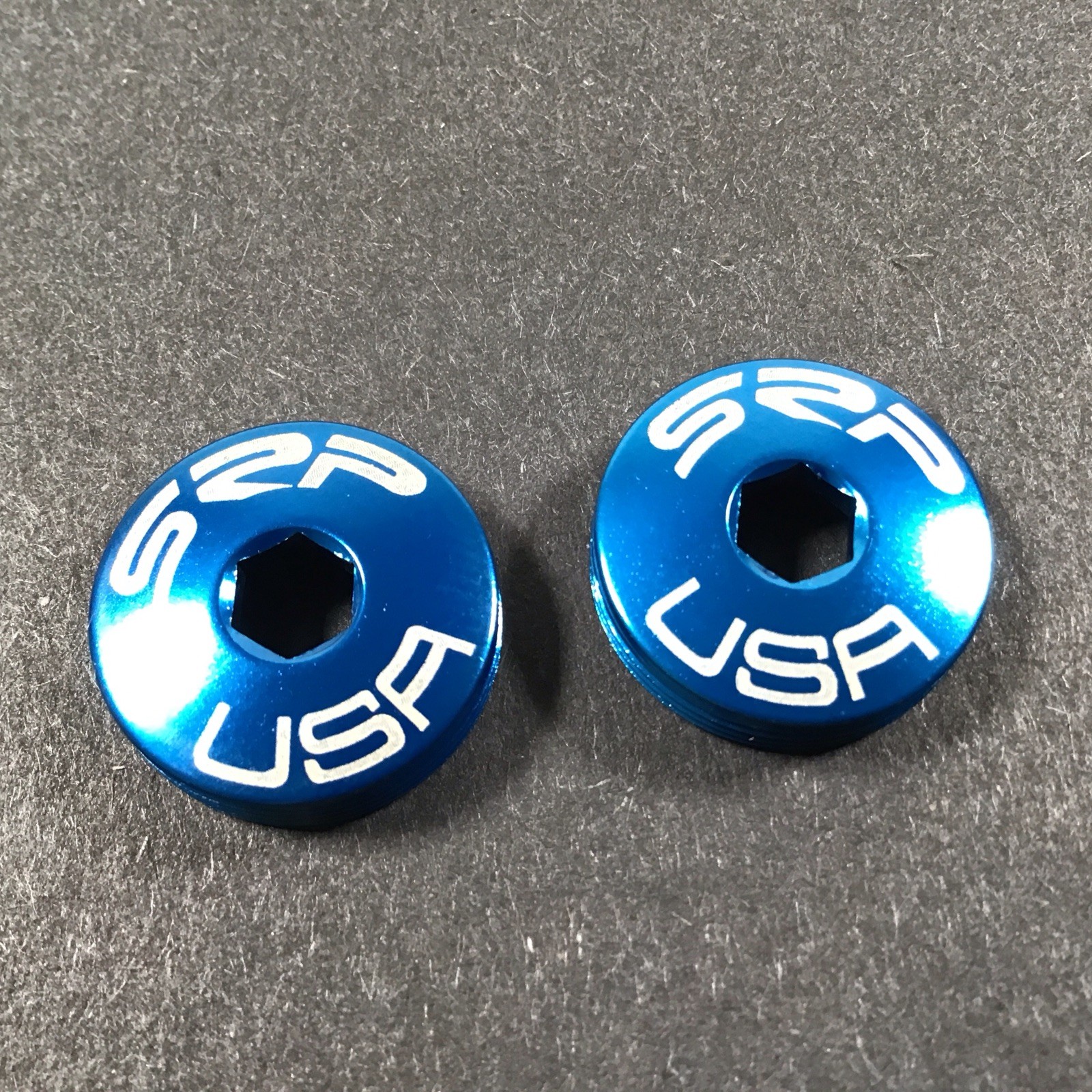 SRP Square Taper Crank Arm Dust Cap Set Blue NOS Vintage MTB Kooka Grafton