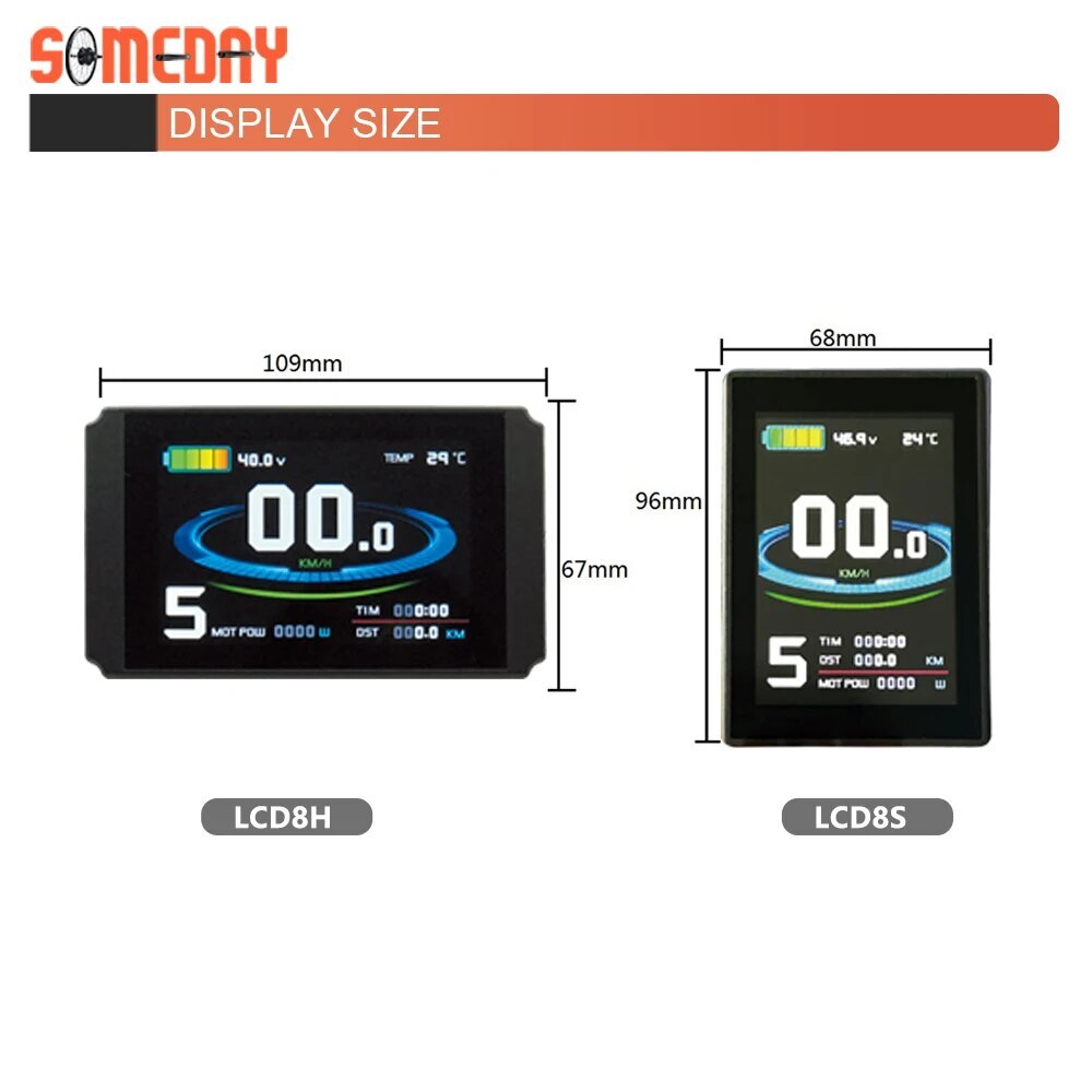 E-bike LCD LED Display Waterproof SM Plug 24V 36V 48V 72V for Ebike Display